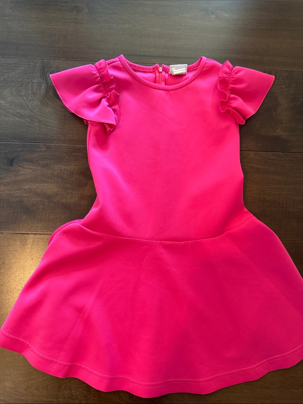 Florence Eiseman Bright Pink Ruffle Sleeve Fit & Flare Dress
